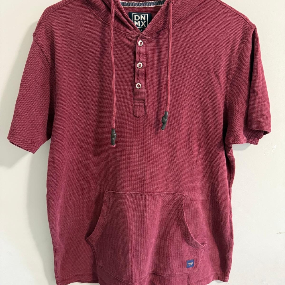 Men's Red Short Sleeve Hoodie Shirt